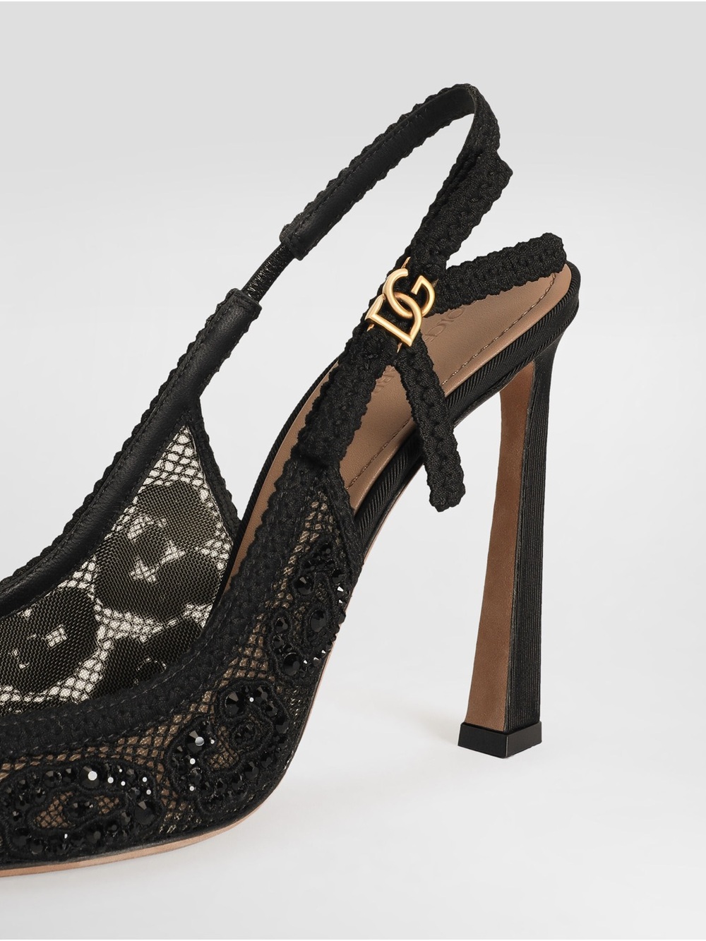 Dolce & Gabbana Leopard-design lace slingbacks with rhinestones